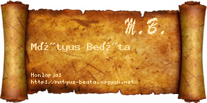Mátyus Beáta névjegykártya